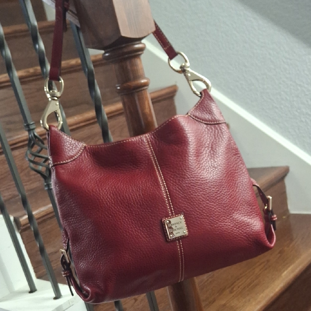 Dooney & Bourke Deep Red Pebbled Leather Shoulder Bag